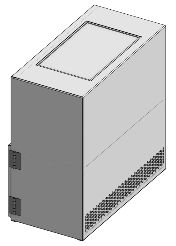 Rear isometric CAD view of the Eden Clean Staging Chamber showing exhaust perforations